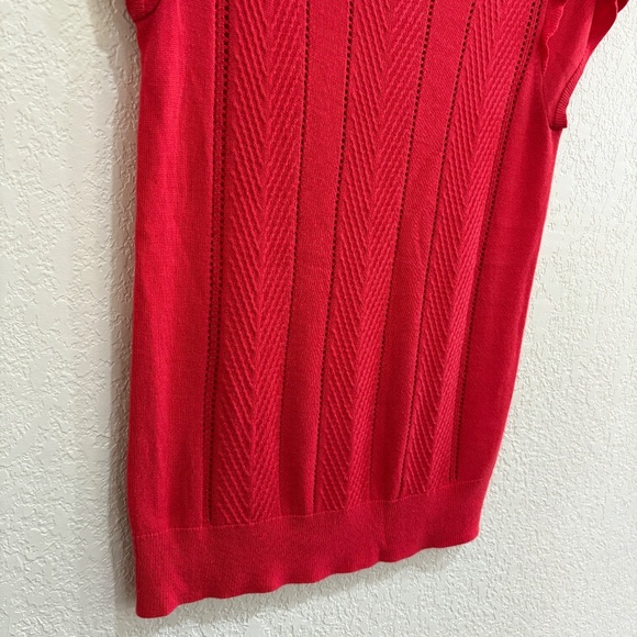 Banana Republic Red Knit Sweater Top with Ruffle Sleeves – Size S - Picture 4 of 6